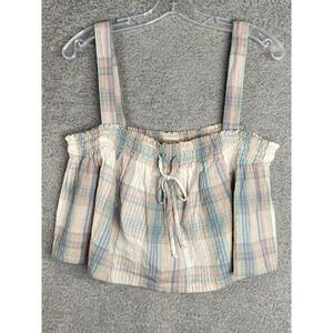 American Eagle Coquette Stripe‎ Crop Top Size Large Babydoll Boho Peasant